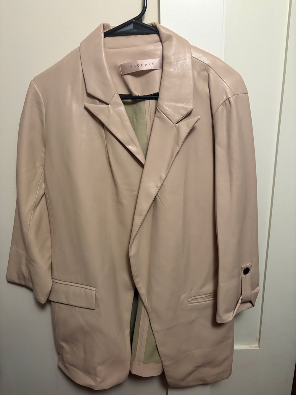 ESQUALO Light Pink Leather Blazer Jacket for Women